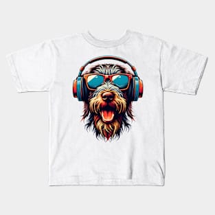 Wirehaired Pointing Griffon Smiling DJ in Japanese Art Kids T-Shirt